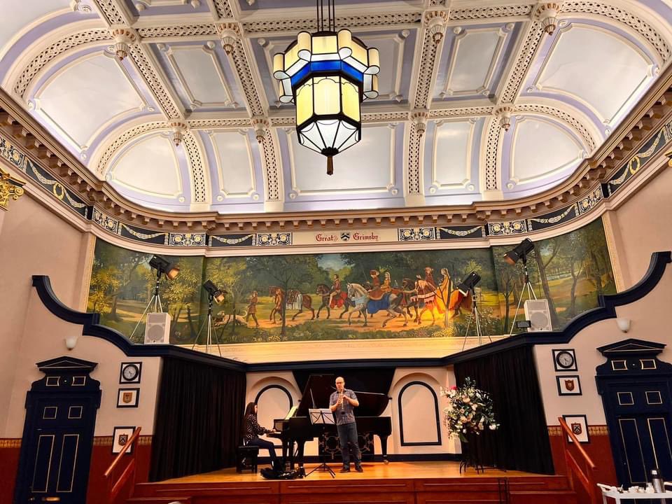 mscottclarinet's tweet photo. Such a pleasure performing with my dear friend @CZerafaPianist  again last week for @GYConcertSoc. Thanks so much for hosting us, and what a stunning concert venue #GrimsbyTownHall !! #Brahms #Ravel #Ireland #Poulenc #Horovitz https://t.co/0bypJJHk7G