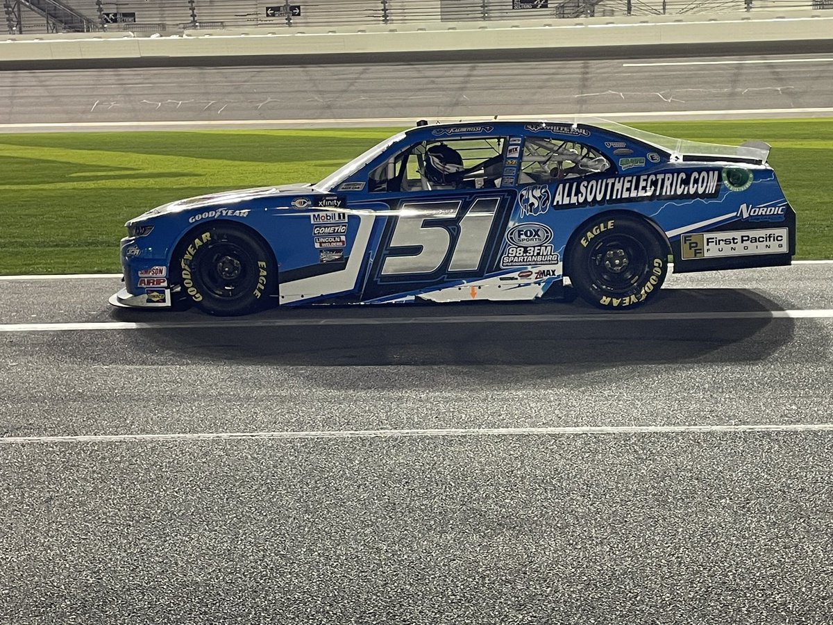 JCR_Clements51's tweet photo. @XfinityRacing Race 1 of 33 is officially complete & the ‘23 season has started! @JClements51 brings the #AllSouthElectric #OneStop @TeamChevy to the 🏁 🏁 nice & clean & P17
#FastFact
Fastest laps run ➡️ 7
Tied for most w/ the 98 & 78 #SneakyFast
@DAYTONA
#NASCAR75 https://t.co/QWIf9aXVMM