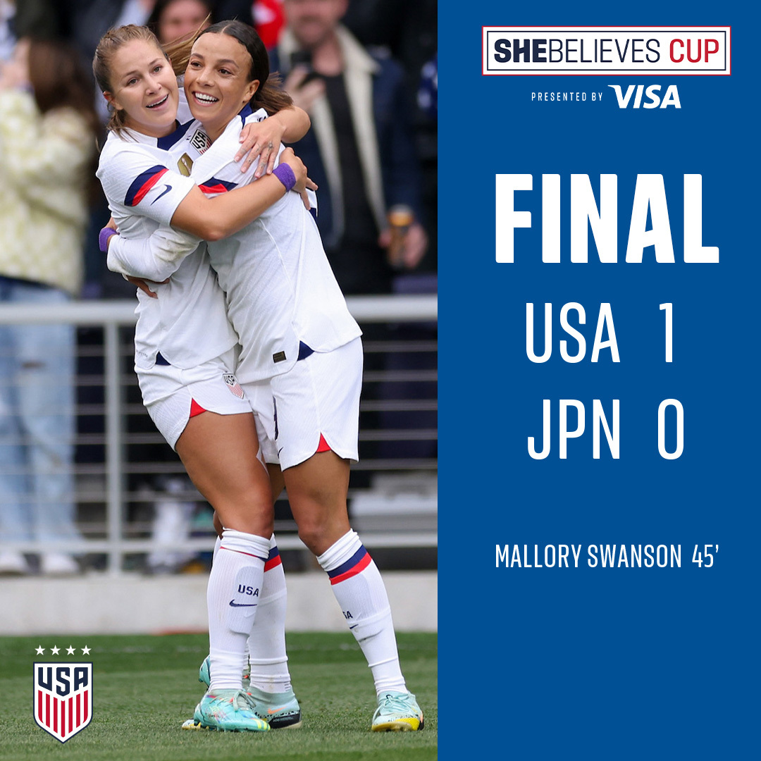 THAT'S IT!!!

FINAL IN NASHVILLE:

🇺🇸 USA 1 - 0 JPN 🇯🇵

#SheBelievesCup, presented by <a href="/Visa/">Visa</a>
