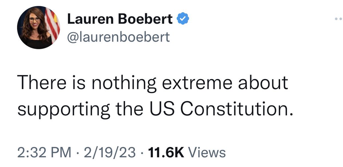 MeidasTouch's tweet photo. What are the odds Boebert has ever read the Constitution in its entirety? https://t.co/Au6uAv9Rbz