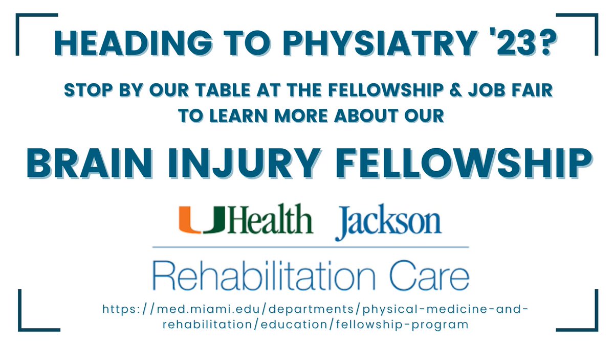 I'll be helping hold down the fort in Miami, but my colleagues will be there.  We're still hoping to recruit a BIM fellow for July 2023.  Please send any great candidates their way! @AAPhysiatrists #Physiatry23