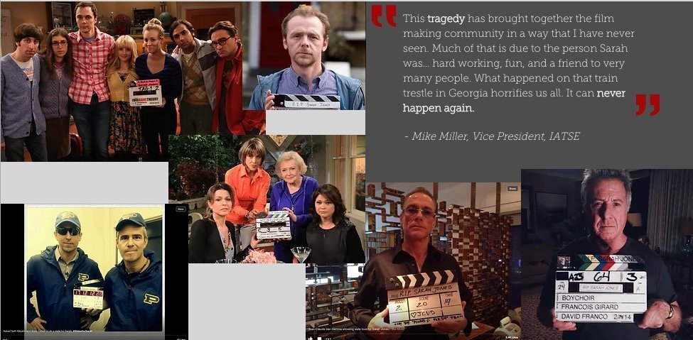 LincolnMedia's tweet photo. 9 YEARS AGO
Safety For Sarah
20th FEB marks the 9 year anniversary
of Sarah Jones’ tragic death on the
Midnight Rider film set in Georgia USA
Safety on the set is the most important element
https://t.co/Ih0A9V1BVB
#safetyforsarah #slatesforsarah
#wearesarahjones #sarahjones https://t.co/dpHptCtBwY