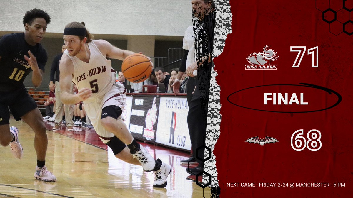 MEN'S BASKETBALL: The Fightin' Engineers bring home an HCAC Tournament win 71-68 over Transylvania thanks to a three by Willie Bowman and a pair of free throws by Zachary Jackson. Max Chaplin leads the way with 21 points, and Miles McGowen adds 18 points and 9 rebounds. #GoRose