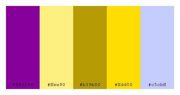 ColPaletteBot's tweet photo. Beep beep, here's a pretty color palette for you!
color-scheme.js parameters used:
- hue: 100
- variation: default
- colors: #880099, #ffee80, #b39b00, #ffdd00, #c5cbff
Have a lovely evening!
#twitterbot #colorpalette #colors #palette #prettycolors https://t.co/7D8UneXcOw
