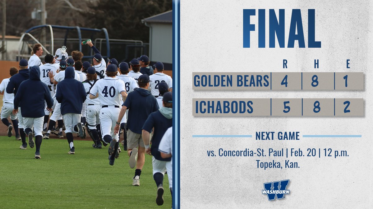 FINAL | Washburn walks it off in game two of the doubleheader! Trey Adams hit the game-winning single to drive in Caden Bressler! #GoBods