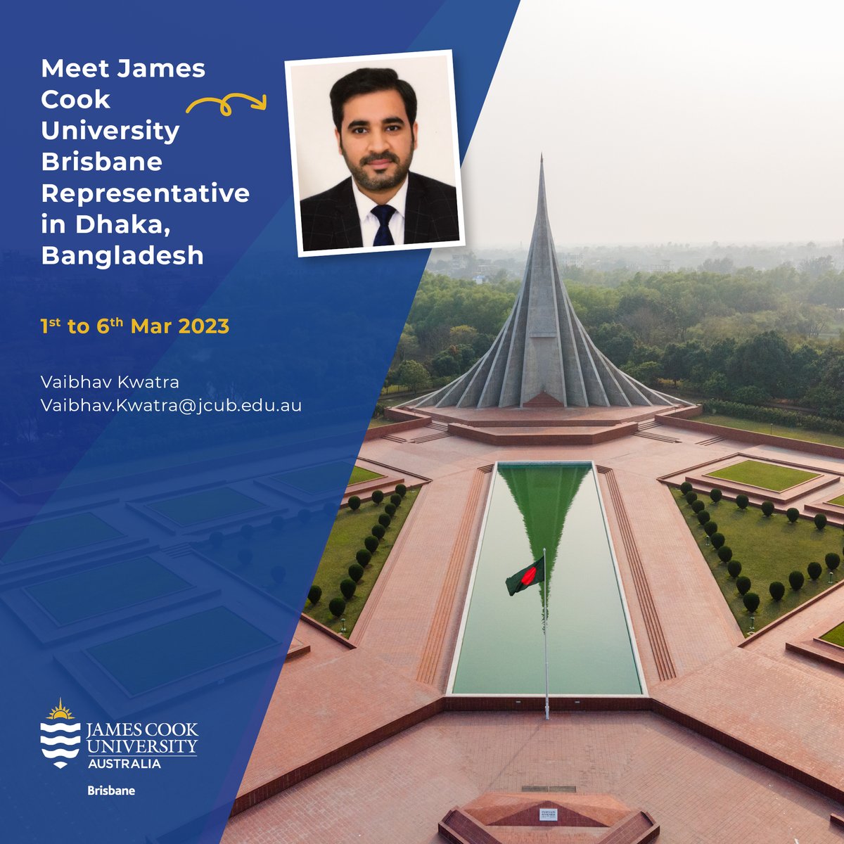 𝗘𝘅𝗽𝗹𝗼𝗿𝗲 𝘆𝗼𝘂𝗿 𝘀𝘁𝘂𝗱𝘆 &amp; 𝗰𝗮𝗿𝗲𝗲𝗿 𝗼𝗽𝘁𝗶𝗼𝗻𝘀 𝘄𝗶𝘁𝗵 𝗝𝗖𝗨 𝗕𝗿𝗶𝘀𝗯𝗮𝗻𝗲 𝗿𝗲𝗽𝗿𝗲𝘀𝗲𝗻𝘁𝗮𝘁𝗶𝘃𝗲 𝗶𝗻 𝘆𝗼𝘂𝗿 𝗼𝘄𝗻 𝗰𝗶𝘁𝘆 𝗗𝗵𝗮𝗸𝗮. 

Send an email to Vaibhav.Kwatra@jcub.edu.au to book an appointment.

#JCUBrisbane #uni #education #Dhaka