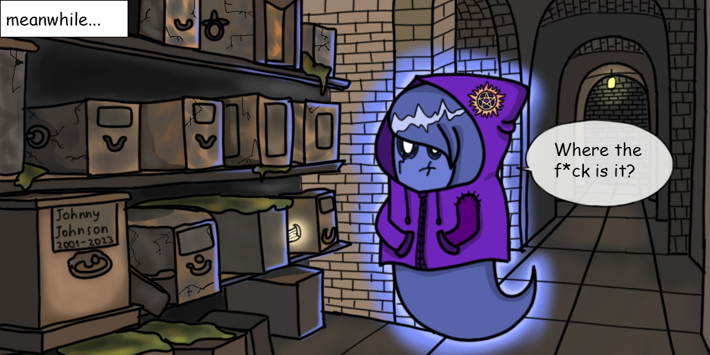 Meanwhile, as Steve realizes he is dead, Johnny is searching for a message from his brother in the family crypt. 
Something interesting is about to happen soon...