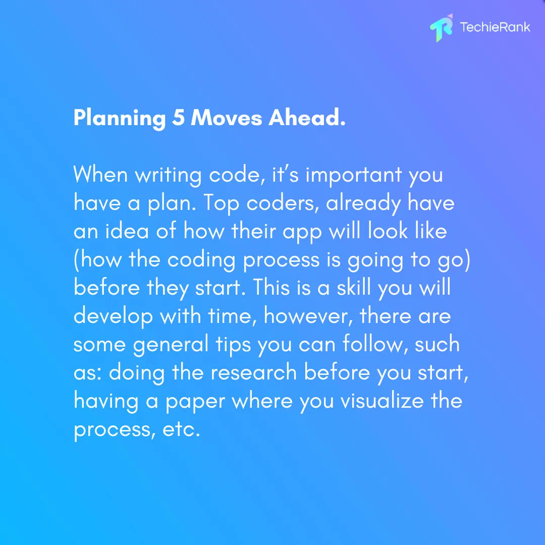 TechieRank's tweet image. Here are some of the habits of the best programmers - start doing these if you want to get to the next level! 💡
#techierank #codingbestpractice #bestprogrammers #goodhabits