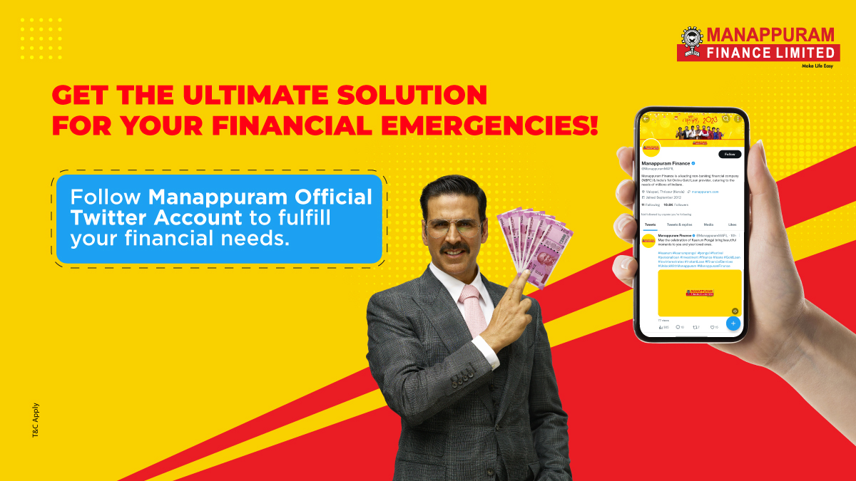 ManappuramMAFIL's tweet photo. Let's continue to grow our solid connection. #Follow Manappuram Finance on Twitter and get a chance to win amazing prizes in our upcoming contests.
#money #savings #banking #equity #economics #wealthmanagement #digital #cashflow #financialfreedom #personalfinance #personall ... https://t.co/cyLJCVTxXT