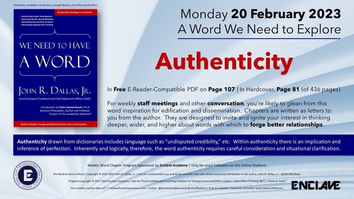 #Authenticity fell into the 'word hole' of overuse. It continues to surface as a statement of confidence in someone or something. Though you may want to consider using synonyms, study the word as a counterbalance to #ImposterPhenomenon and inauthenticity. mcusercontent.com/17df0a4e232a96…