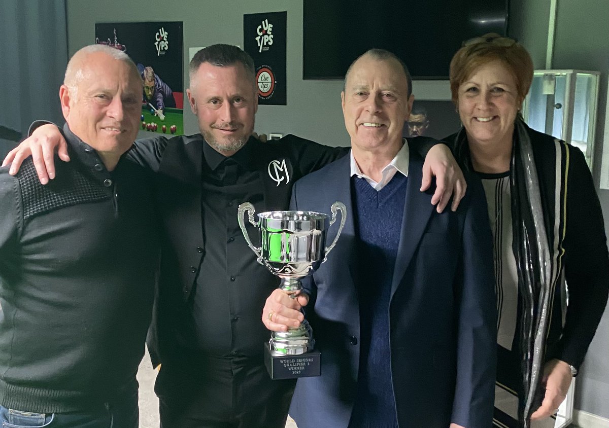 Janette0810's tweet photo. I am so proud of the legend that is @Aboflondon4 - he’s only gone and qualified to play in the final stages of the World Seniors at the Crucible in May.  Dad would be over the moon and so so proud of you #DareToDream https://t.co/d8Qo8NyfHF