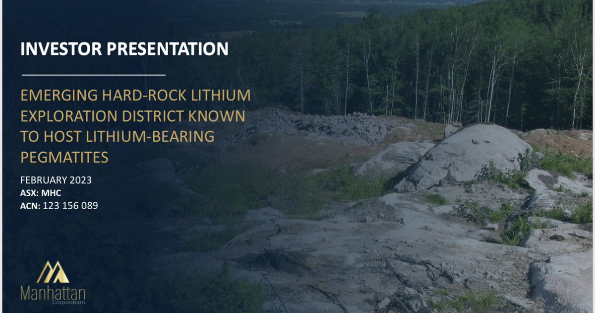 manhattcorp's tweet photo. $MHC is pleased to release its latest Investor Presentation on its new Acquisition of the Chebogue #lithium project in #NovaScotia Canada 

To view: https://t.co/RfEzpTyi9q https://t.co/H9aS59t5J5