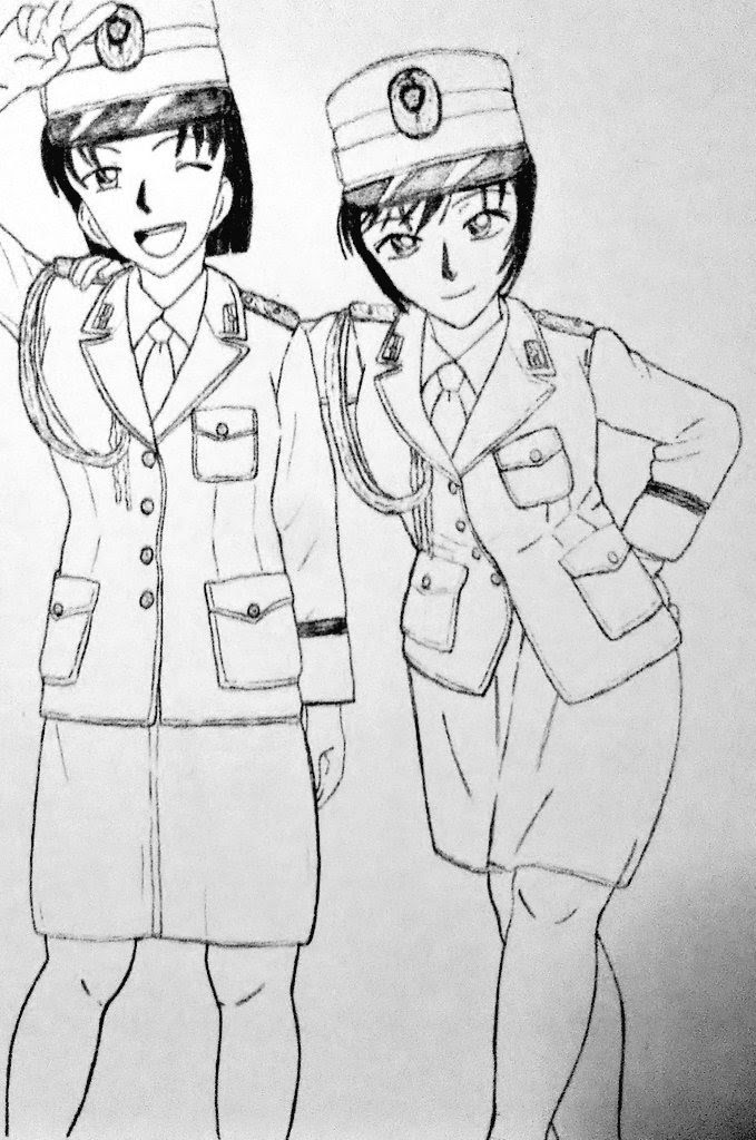 宮本由美と佐藤美和子(警察学校卒業時(旧制服)) 
