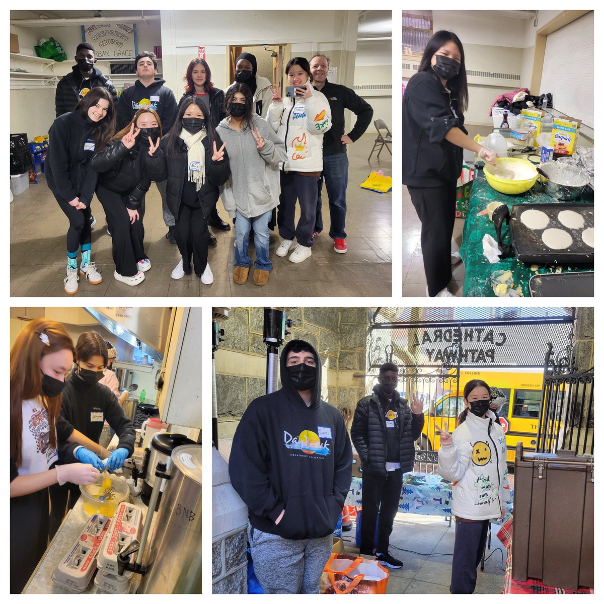 TPS_ResLife's tweet photo. @tps_news A group of residential students joined members of the Pennington United Methodist Church this morning to serve breakfast and hand out hygiene kits to those in need at Turning Point UMC in Trenton.  #TPSResLife https://t.co/8EjMpuedMH