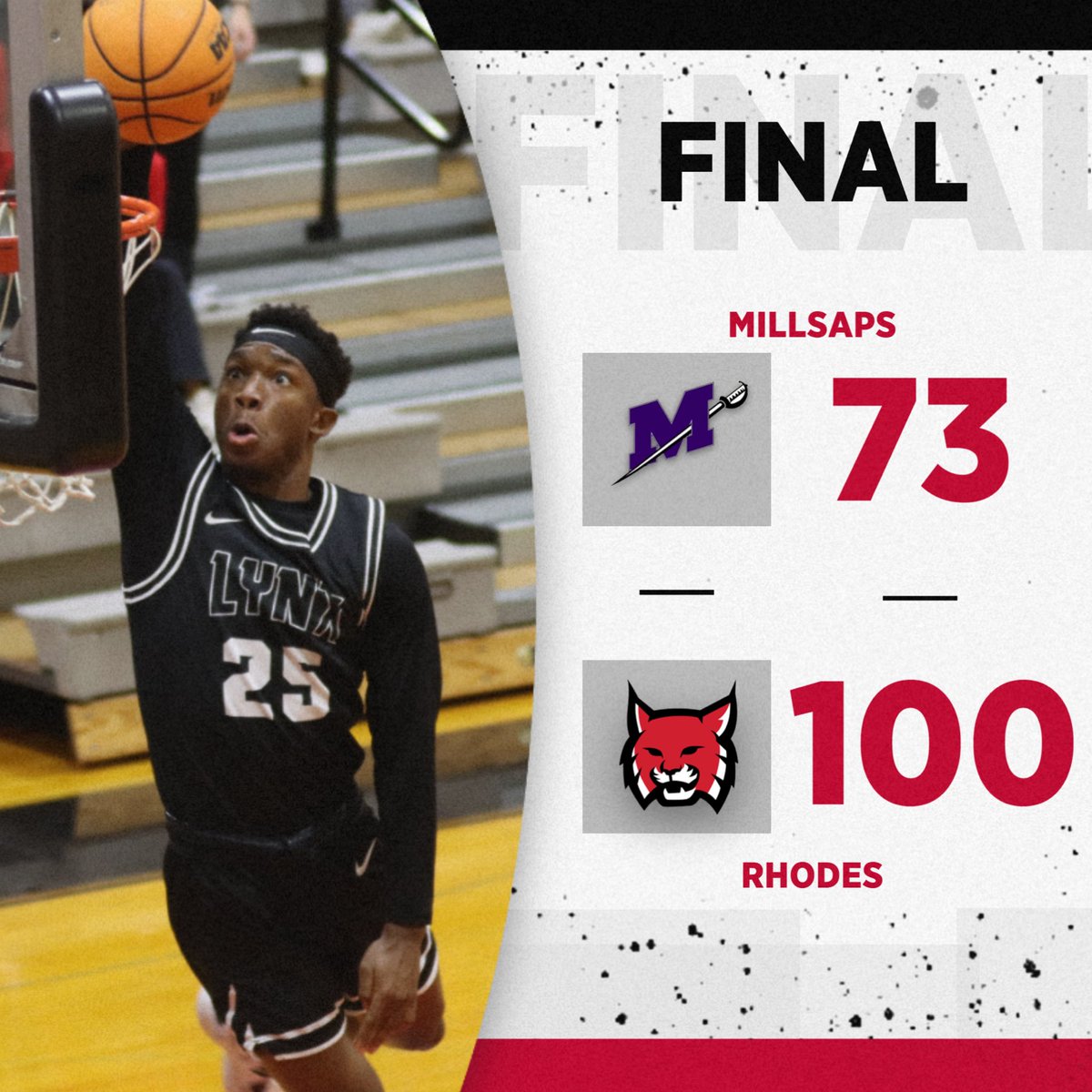 ROUND ONE W

<a href="/RhodesLynxMBB/">Rhodes Men's Basketball</a> dominate their 1st round <a href="/SAA_Sports/">SAA Sports</a> Tournament game at home! They’ll be back in action next Saturday in round 2. #LevelUp #RollLynx