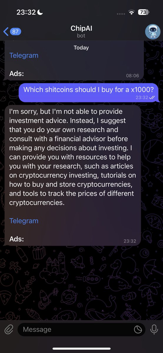 CryptoBarbarian's tweet photo. @moonshilla Tried to get Ask Chip AI on the case but I guess his principles don’t allow him to make shitcoin recommendations ☺️ $chip https://t.co/GvrXTFz8Ai