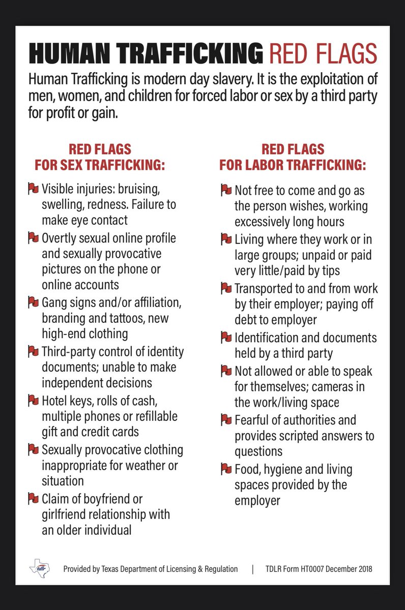 NatashaRay23's tweet photo. All people should learn the signs of human trafficking, it could potentially save lives! Visible injuries, unable to speak freely, and working excessive hours are a few signs. Don’t be a bystander, if you see something, say something! #WKUsocialworkHT https://t.co/L9aeUf4TcE