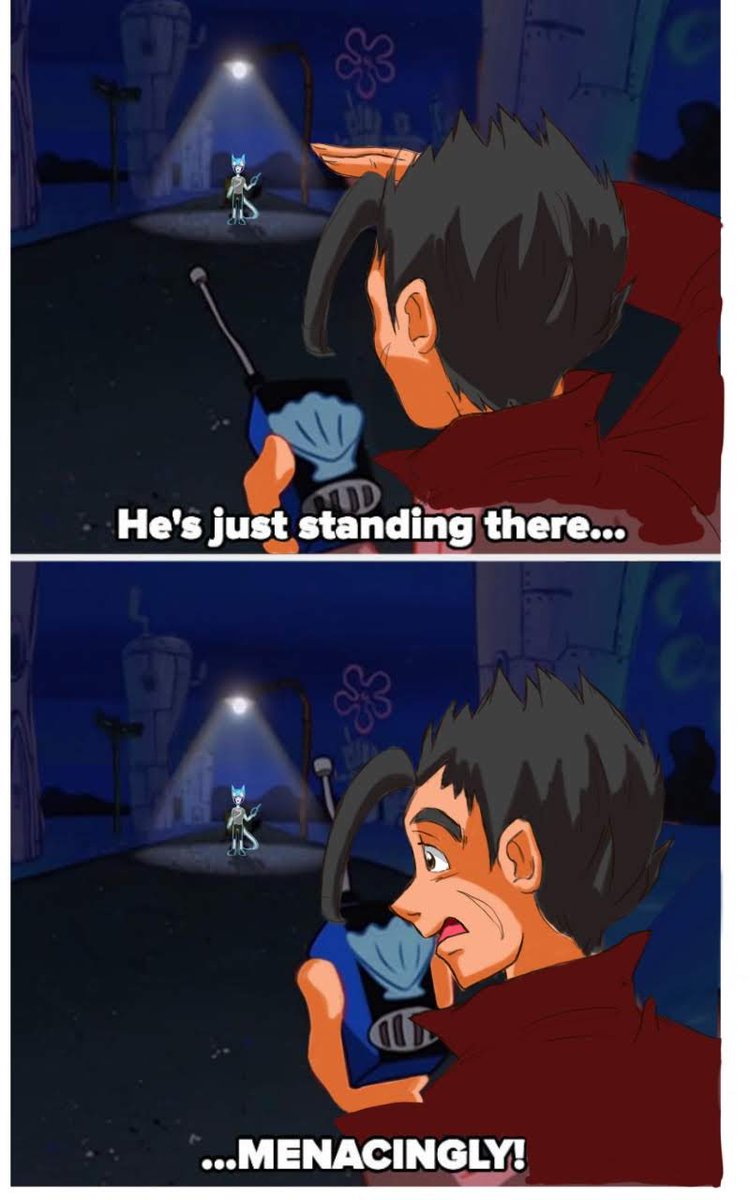 gamesharpedo's tweet photo. An absolutely terrible joke between me and a friend of how our OCs are when going on stake outs or monster hunts of any kind. https://t.co/HXnHAxyjsv