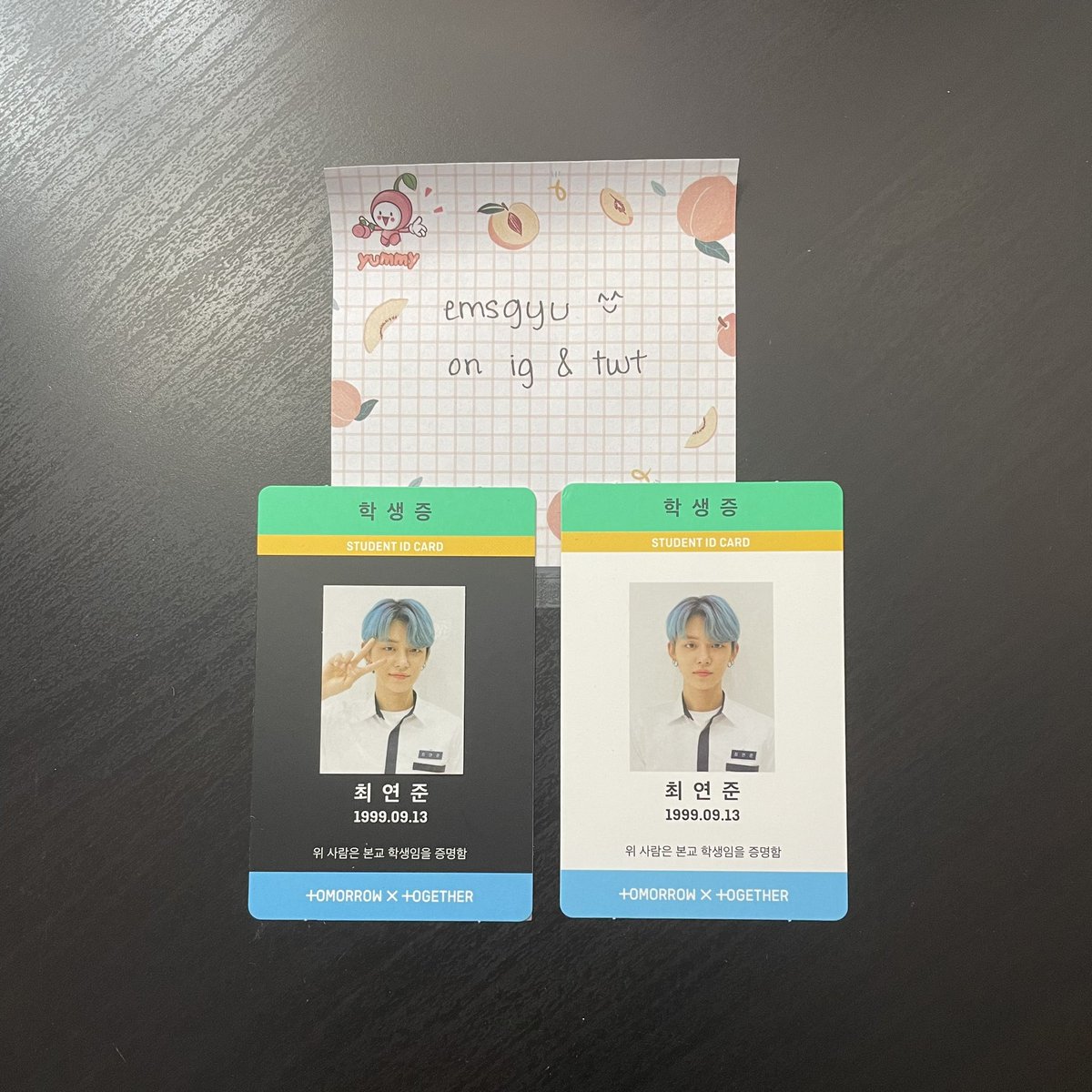 emsgyu's tweet photo. txt yeonjun pcs

📍usa based, ww okay! 
🦋$8 each + shipping

- please read my info + rules first
- dm if interested ! ty <3

🏷 :: wts wtt txt tomorrow x together photocard pc pcs yeonjun student id card kpop photocards https://t.co/Po3wrl94un