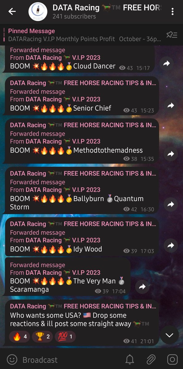 DATARacingUSA's tweet photo. Join OUR FREE #HorseRacing telegram channel via the link --> https://t.co/CRUJYAMmzM

#sportsbettingtwitter #GamblingTwitter #GamblingTwiitter #bettingtips #bettingexpert #SportsGambling #bettingtipster #sportsbets #betsoftheday #horseracingtips https://t.co/eg9C855wYt
