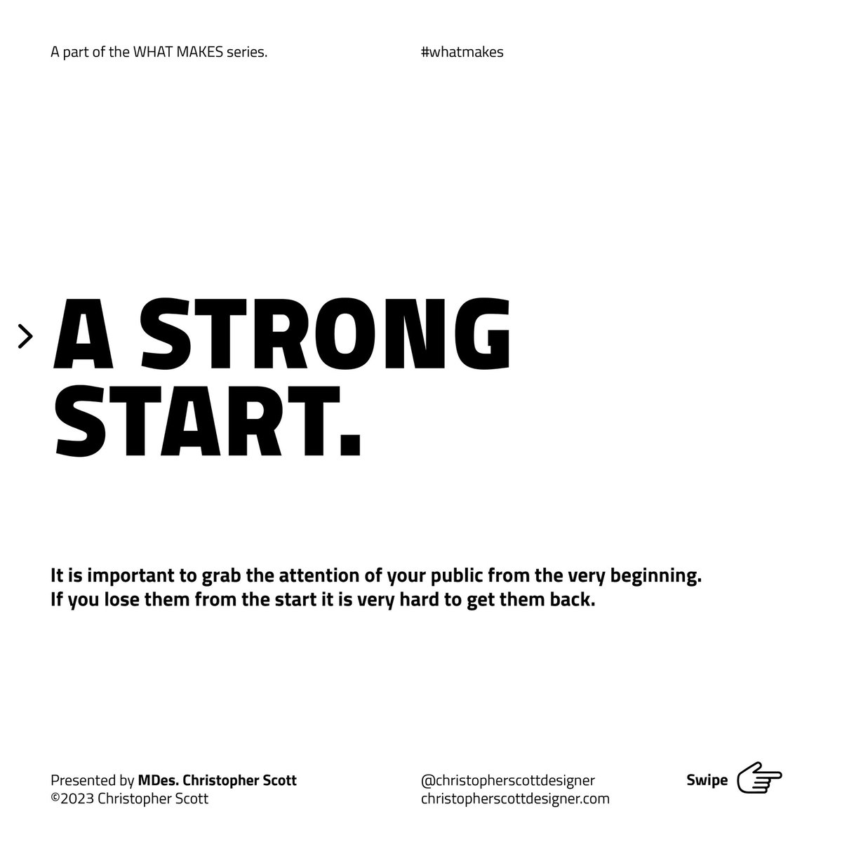 csgraphi's tweet photo. 1/3 Happy to finally launch the third of the #WHATMAKES series.
#WHATMAKES A GOOD TALK.
.
.
.
#graphicdesign #design #art #graphicdesigner #advice #adviceoftheday #graphic #creative #artist #graphics #designinspiration #keynote #keynotespeaker #talk #conference https://t.co/6G3kO9DaC3