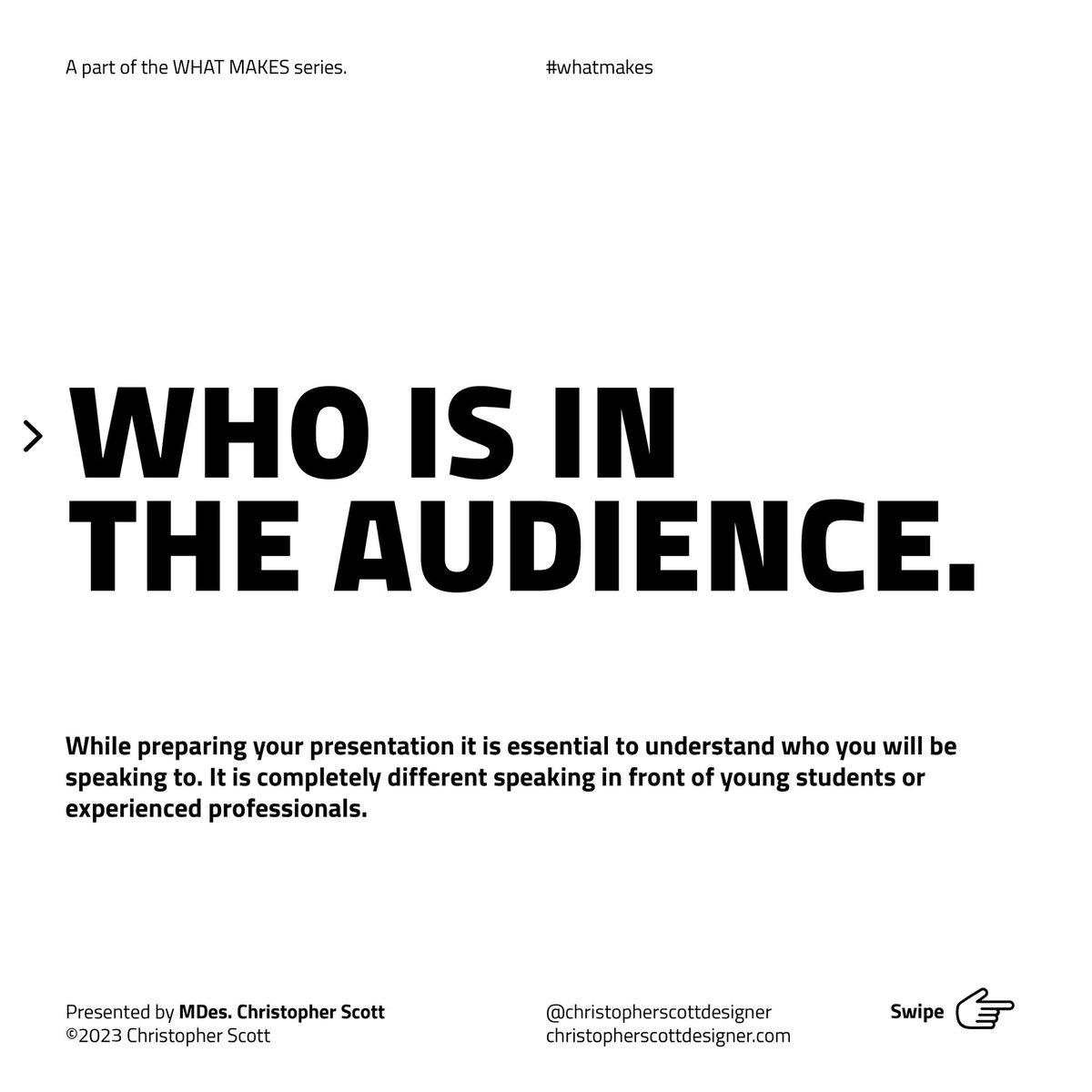 csgraphi's tweet photo. 1/3 Happy to finally launch the third of the #WHATMAKES series.
#WHATMAKES A GOOD TALK.
.
.
.
#graphicdesign #design #art #graphicdesigner #advice #adviceoftheday #graphic #creative #artist #graphics #designinspiration #keynote #keynotespeaker #talk #conference https://t.co/6G3kO9DaC3