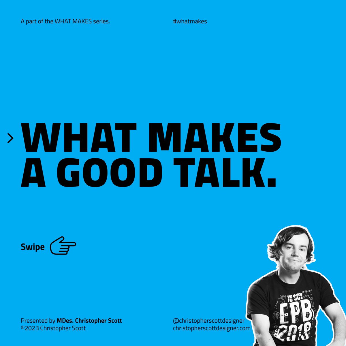 csgraphi's tweet photo. Happy to finally launch the third of the #WHATMAKES series.
#WHATMAKES A GOOD TALK
.
.
.
#graphicdesign #design #art #graphicdesigner #advice #adviceoftheday #graphic #creative #artist #graphics #designinspiration #keynote #keynotespeaker #talk #conference https://t.co/MAOujjHWIe
