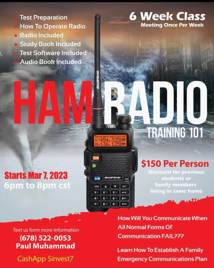 #PSA HAM Radio Training 101 - Paul Muhammad  6 Week class now registering! #CommunityDevelopment #HAMRadio #SurvivalTraining #ThePlugRoom