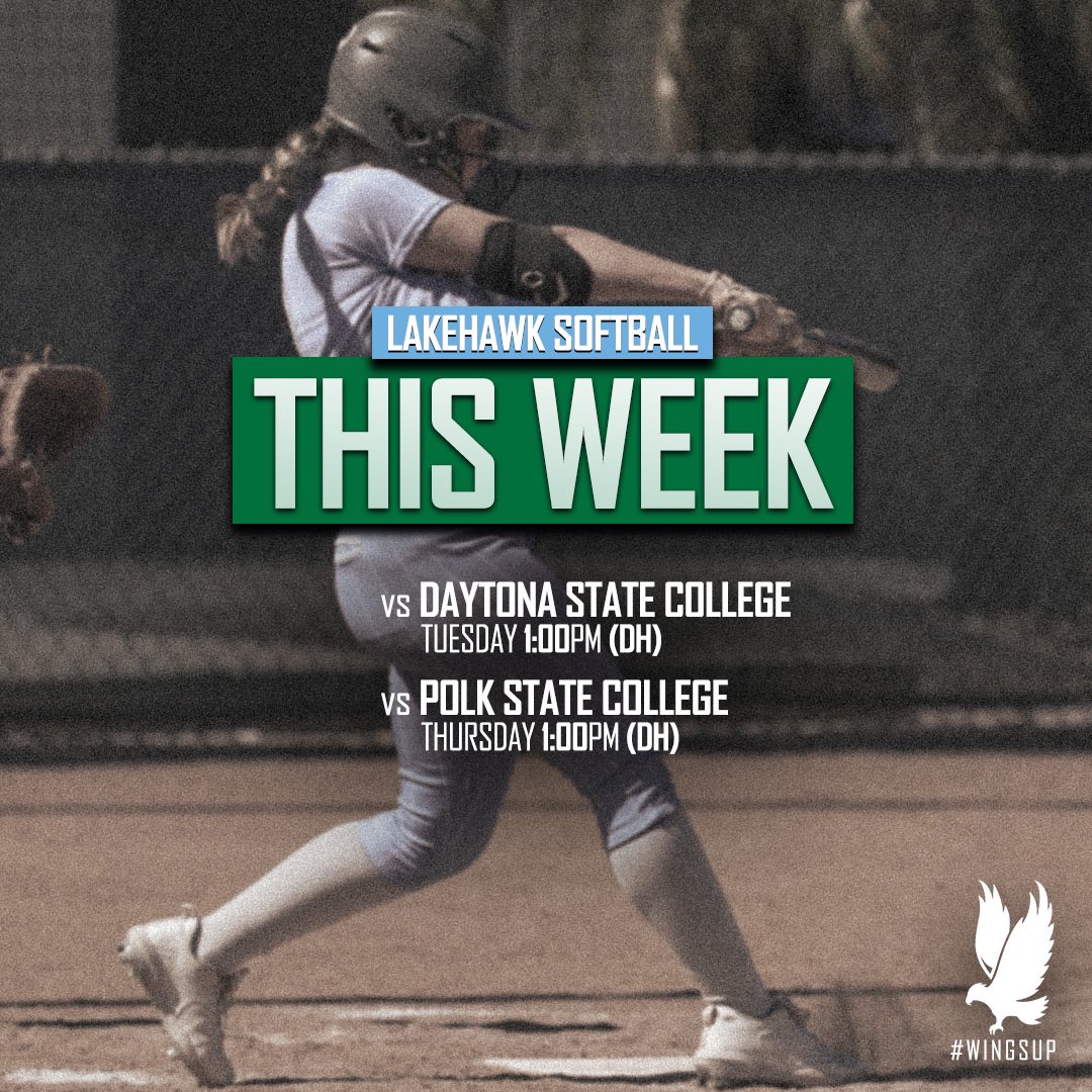 LakehawkSports's tweet photo. THIS WEEK 2/20-2/26 ⚾️🥎
Catch baseball &amp; softball at The HawksNest nearly every day this upcoming week 🤘🦅 #WingsUp https://t.co/lZrMtH2u93