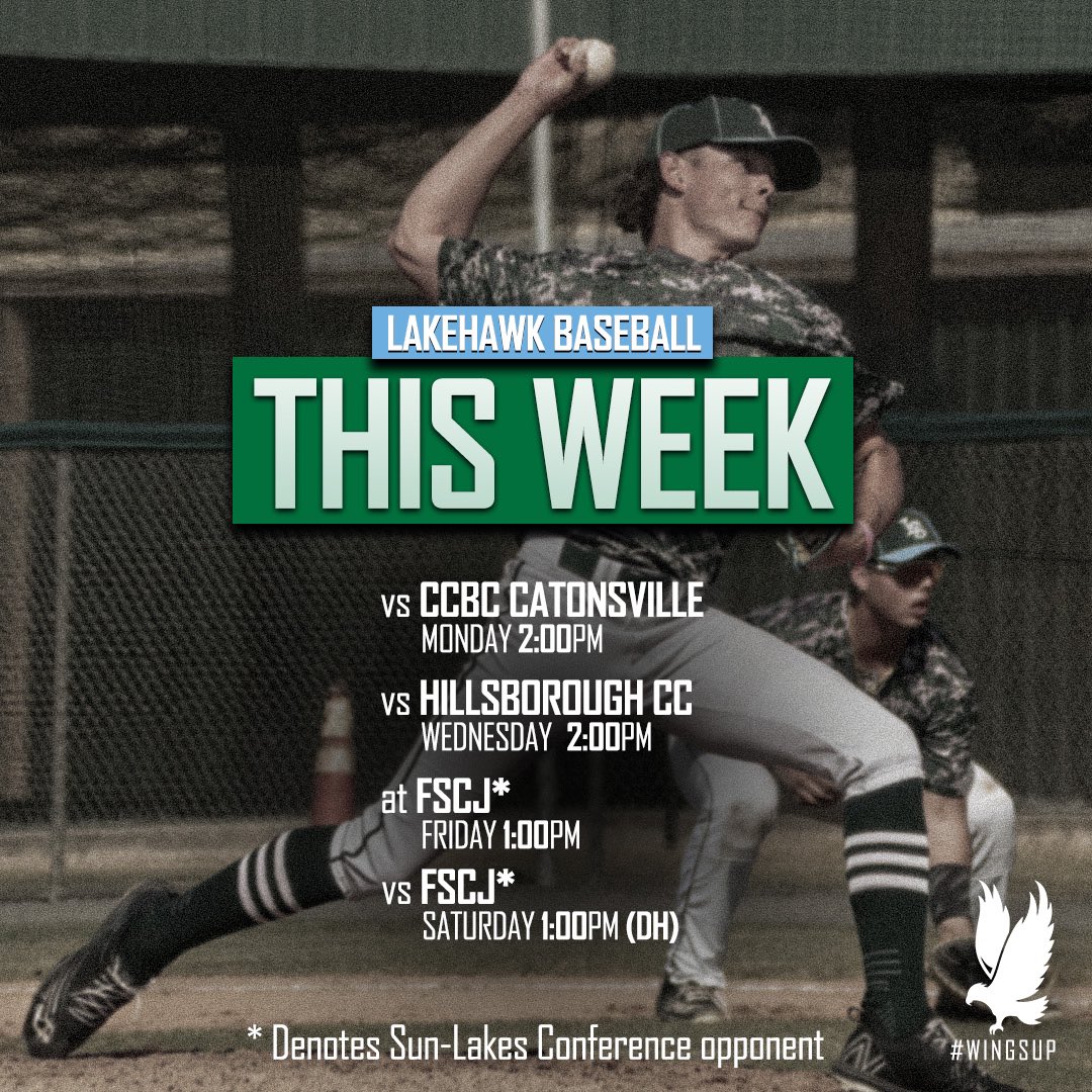 LakehawkSports's tweet photo. THIS WEEK 2/20-2/26 ⚾️🥎
Catch baseball &amp; softball at The HawksNest nearly every day this upcoming week 🤘🦅 #WingsUp https://t.co/lZrMtH2u93
