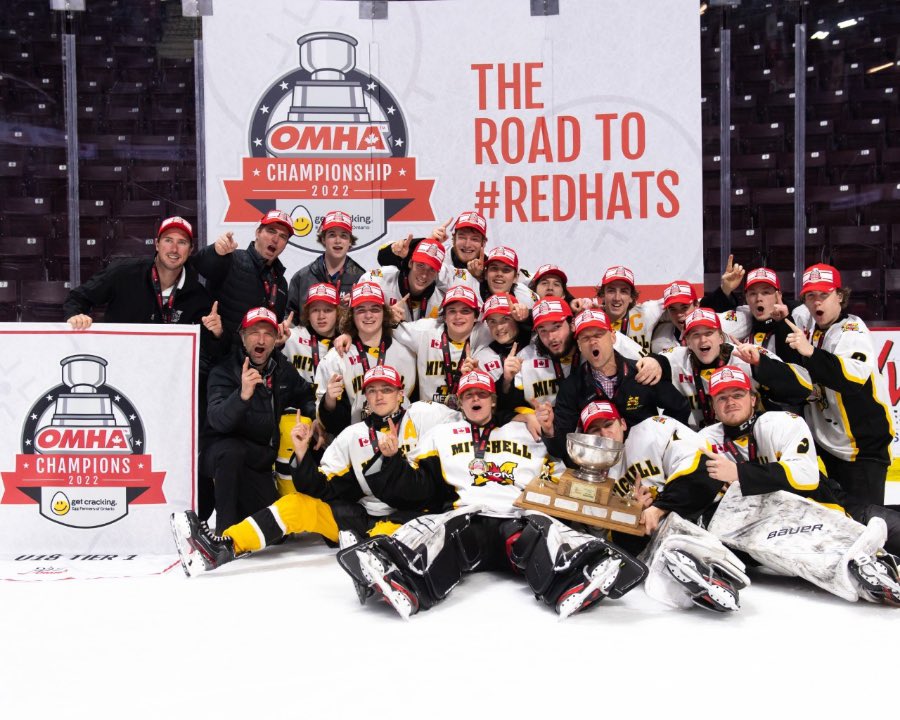 MitchellHawks's tweet photo. Come out and cheer on the U18 Rep B Meteors Family Day Monday night 9pm in their first home playoff game vs. Kincardine. 
The boys had two 2-1 road wins last week in Hanover and Kincardine to open their OMHA Title defense! https://t.co/JY6e6aMrBB