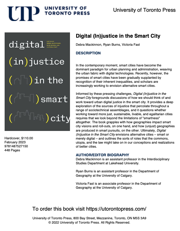 PaulineMcGuirk's tweet photo. What's the promise of community-led, place-based digitalisation through sharing cities? See our new chapter in Debra McKinnon, @burnsr77 and @VVFast's fab new edited volume Digital (In)Justice in the Smart City!  https://t.co/gzs3QIJ1D7. @ACCESS_GEOG @InkaSantala https://t.co/HA6diMNLXK