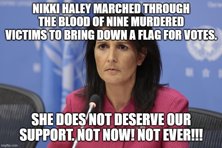 OldRebelNMyrtle's tweet photo. @TeamHaley @NikkiHaley The right amount of money and Haley will sell us out like she did our history and ignited the fires of cancel culture. #HALEYISAFRAUD https://t.co/F9kfQirAs5