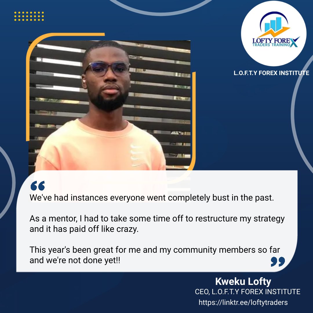 kweku_lofty's tweet photo. Happy birthday to me, Kweku Lofty!
Forex pays, bad days do come just don't give up. Take some time off, restructure and bounce back. The market is ready to give your money back if you're ready to follow it.
Check my bio and join our community for free.
#keeponmakingpips https://t.co/N0vsqhFHN0