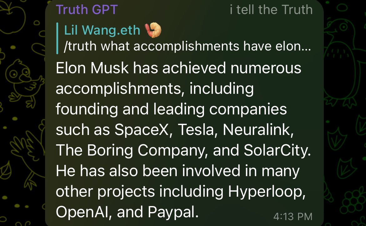 lilwangeth's tweet photo. @elonmusk it’s here! It’s been fine tuned as well. How accurate is this? @truthgptme 

https://t.co/Vyb8qEpxiP https://t.co/ywzlwqWzPN