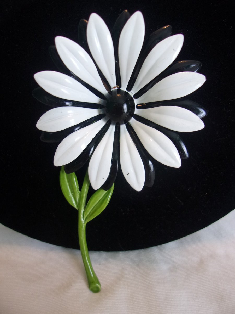 Excited to share the latest addition to my #etsy shop: Modernist 1960's Enamel Flower Power White & Black Petals Leaf Stem Brooch Vintage Pin 4' etsy.me/3IdDXkv #black #floral #gray #no #midcentury #enameljewelry #enamelpin #enamelbrooch #vintagebrooch