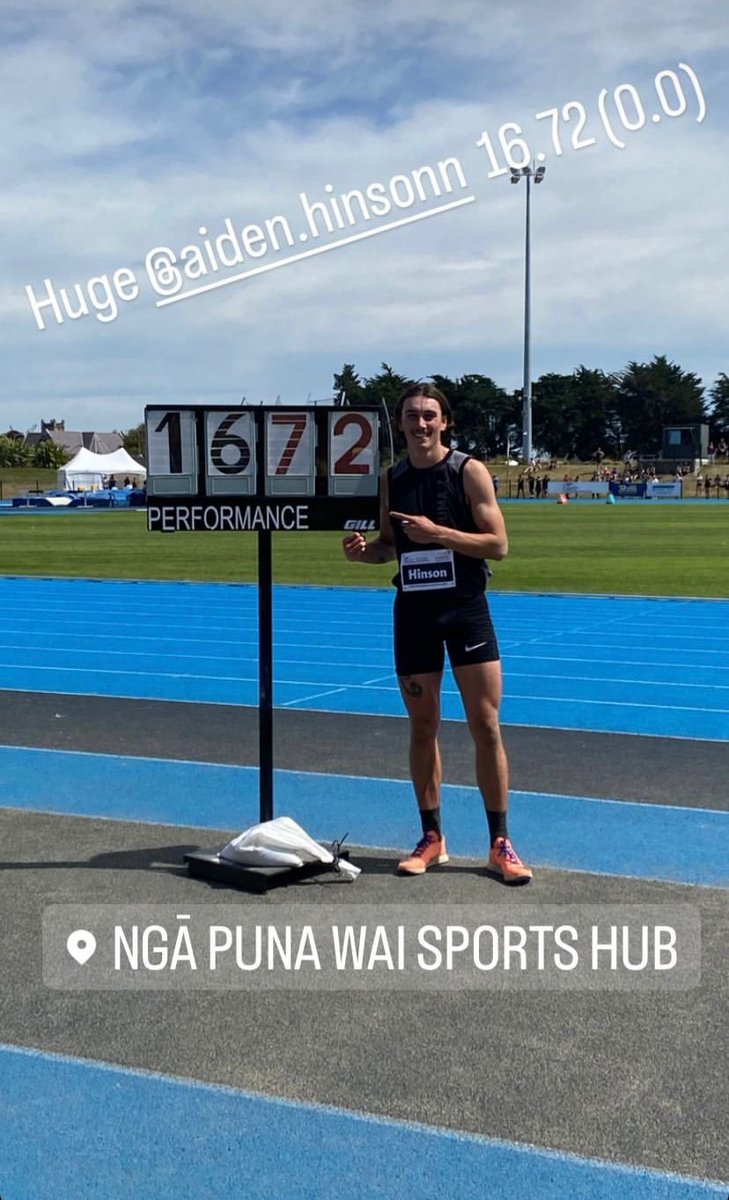 SUPERLATIVES Aiden Hinson Triple Jump 16.72m
Nga Puna Wai, NZL

▪️Longest AUS 🇦🇺 jump for 10 years
▪️30cm PB
▪️Jumps🔼from #16 to #9 AUS All-Time
▪️Aged 19y
▪️Third consecutive PB this year
▪️Improved 56cm in 10 months
▪️Coach: Chloe Stevens

#TarbyStats