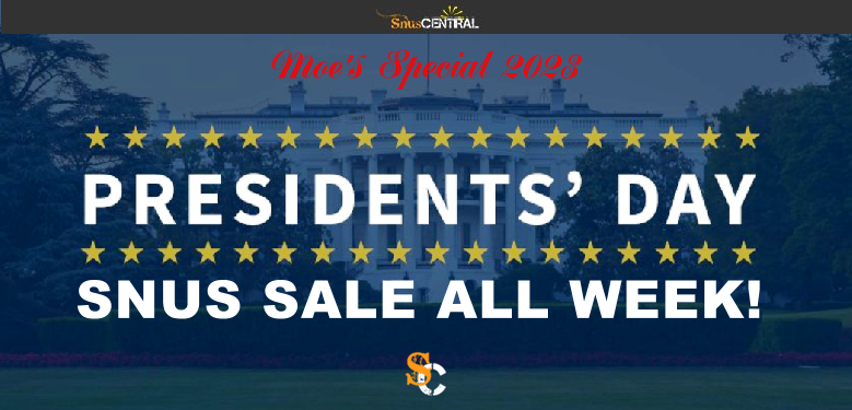snuscentral's tweet photo. The https://t.co/w0Nd51alKZ President's Day #snus and #nicotine pouch Sale runs all week!  No security clearance required; just proof of legal age. https://t.co/5wQ3uUmogY