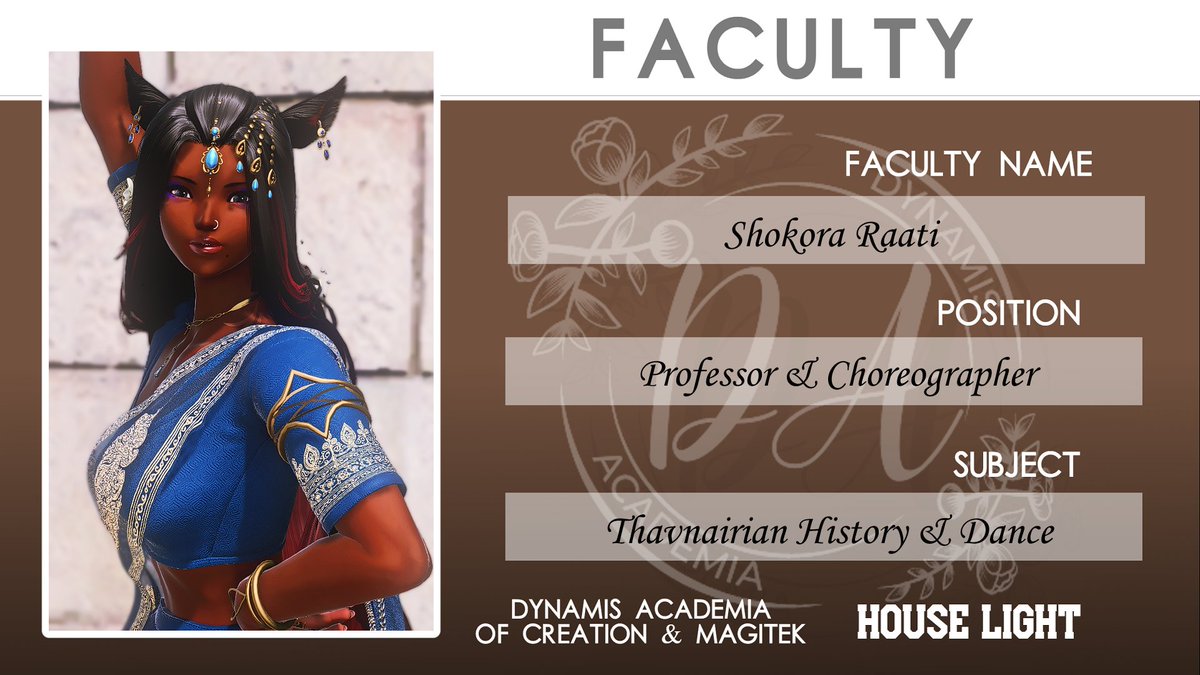 Cozy_Shokora's tweet photo. Shokora loves to share her nation's colorful culture through dance and also bi-weekly field trips to her homeland for history lessons!

Haven't been to Thavnair, you say? No worries! The faculty in The Conflence have you covered!

#DynamisAU | #DynamisAcademia |#DynamisAcademy https://t.co/2tw3DkhXKx