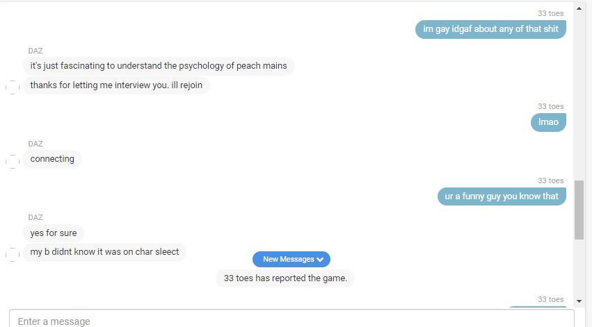 having a great time in the start gg chat 🤠