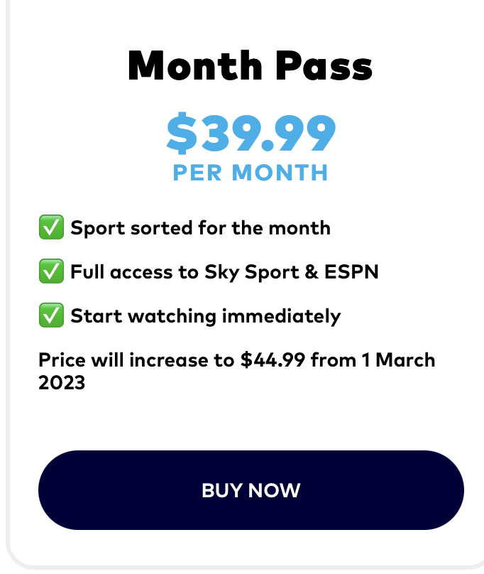 .@F1  fans find out our subscription to .@sparksport is no longer worth the money we paid for it  (with no refund being given) The new platform for F1 .@skysportnz  put is price up by $5 per month overnight &  will again on 1st March ~ just 4 x days before the first race.