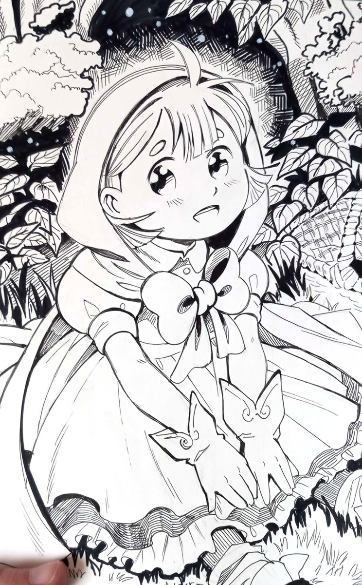 Un dibujo a tintas y marcador que hice hoy, de caperucita roja 😃 