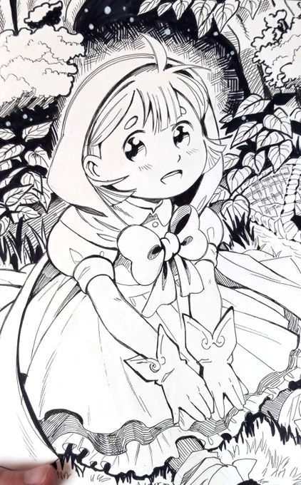 Un dibujo a tintas y marcador que hice hoy, de caperucita roja 😃 
