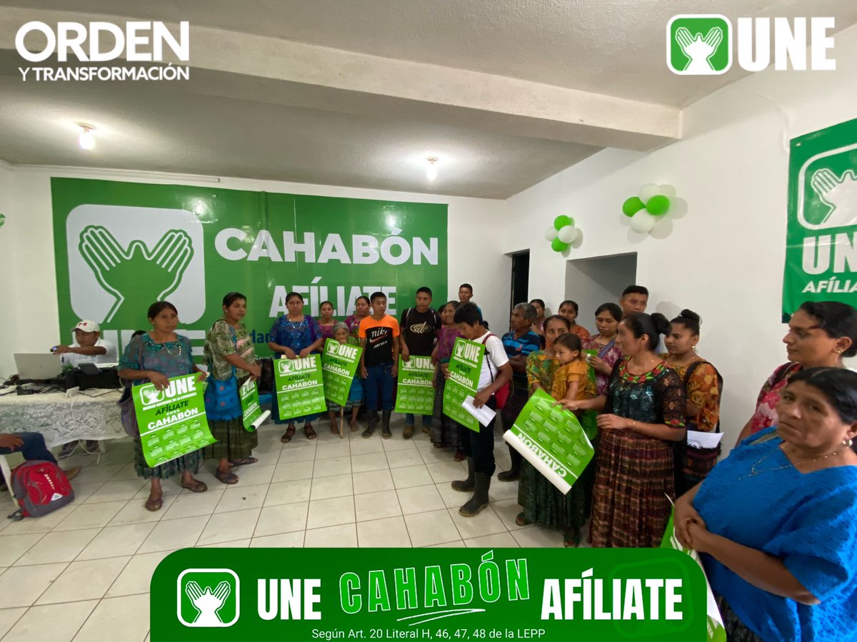 UNECahabon's tweet photo. En nuestra Sede Municipal también continuamos con nuestras Jornadas de Capacitación y Afiliación 💚👐🏻

La Familia verde cada día es más Grande!!! 🟢

#OrdenYTransformación
#afíliatealaune

Artículo 20 Literal h) Ley Electoral y de Partidos Políticos @PartidoUne  @somosuneav https://t.co/mboTsBT8Gb
