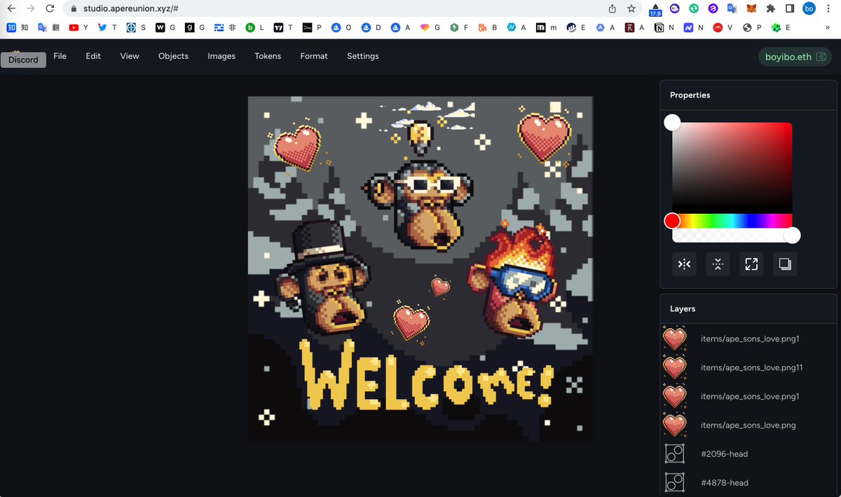 yixiu9527's tweet photo. .@apereunion First art i made from #apestudio ! This is crazy！ It's like the NFT version of Photoshop software. You can create any MEME ! https://t.co/O5icO0CpPh