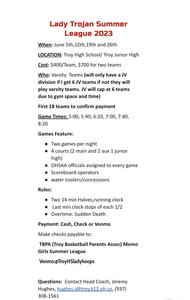 7 varsity and 6 JV teams are confirmed! Join us for some competitive summer hoops! ⛹🏾‍♀️⛹️‍♀️