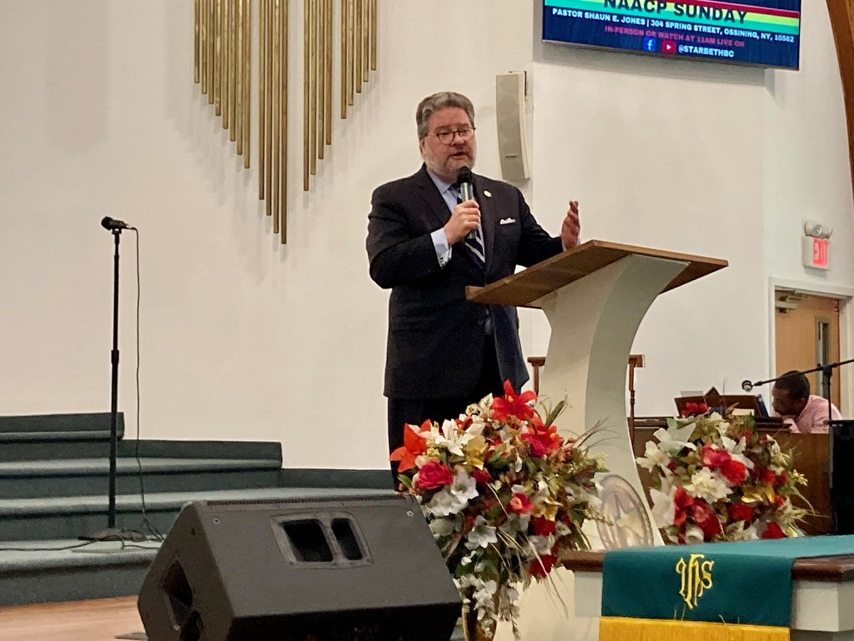 SenatorHarckham's tweet photo. Much thanks to Pastor @sellisonjones of @StarBethBC in Ossining for an opportunity to worship with and speak to the congregation today. https://t.co/hpLePF6BrQ