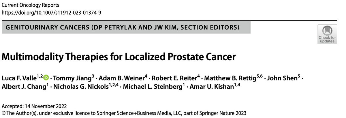 Treating unfavorable risk #prostatecancer is often best done in a multidisciplinary approach

We @UCLAJCCC @UCLAHealth reviewed the current landscape on multi-modal treatment for localized PCa

1st author: Luca F. Valle, MD #uclaradonc

@UclaUrology

Link: link.springer.com/article/10.100…