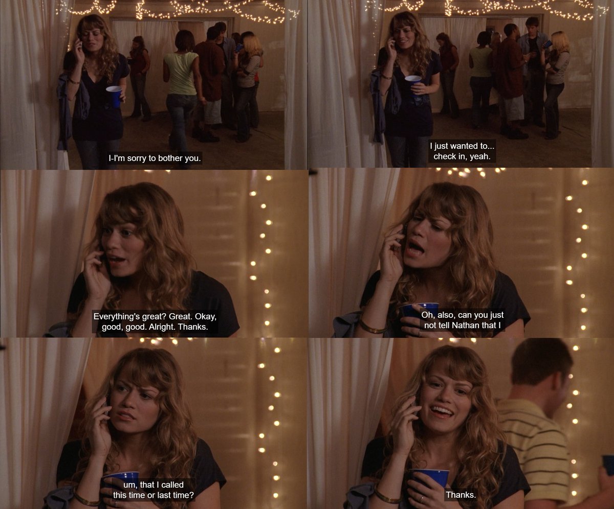 pacepeterlawyer's tweet photo. Nathan: I might have called a couple times.
Deb: Six times.
Haley: You crazy, obsessive parent.
Deb: You called eight.
๐๐
#onetreehill #naley #haleyjamesscott #nathanscott #debscott #jamiescott https://t.co/NM0qNchYgd