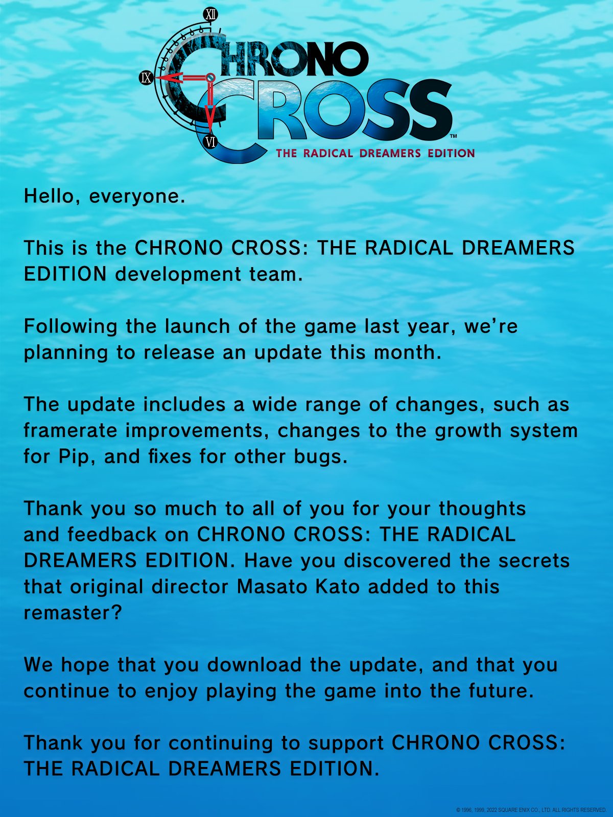 Chrono Cross on X: We're launching an update for Chrono Cross: The Radical  Dreamers Edition.  / X